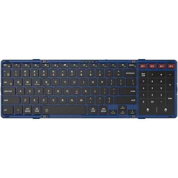 Foldable Bluetooth Keyboard with Touchpad and Numeric Keypad, UnfoldLock Design for Stable Typing on Thigh, LargeSize Quiet Click Keys, Portable Travel Keyboard Compatible with Windows, Mac OS