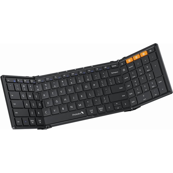 Foldable Bluetooth Keyboard XK01 Full-Size Portable Wireless Keyboard for Travel 105 Keys 0.65" Keycaps Multi-Device Sync iPad Tablet Smartphone Laptop PC Windows iOS Android Black