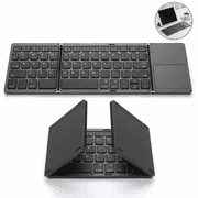 Foldable Bluetooth Keyboard with Touchpad, Portable Pocket-Size Travel Keyboard for iOS Android Windows Devices, Space Gray