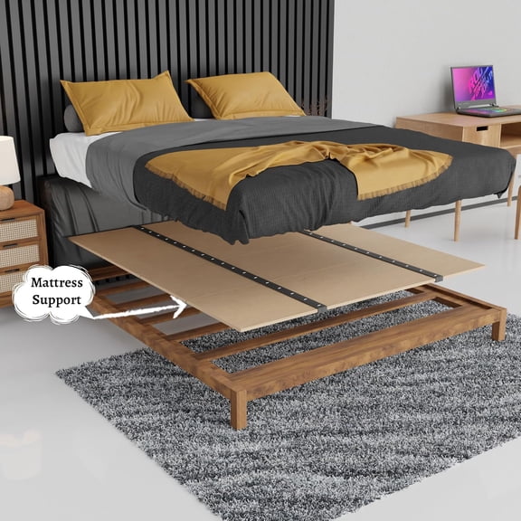 Foldable Box Spring & Bunkie Board, 66" x 45" Bed Support Slats to Minimize Height, for Daybed or Platform Bed