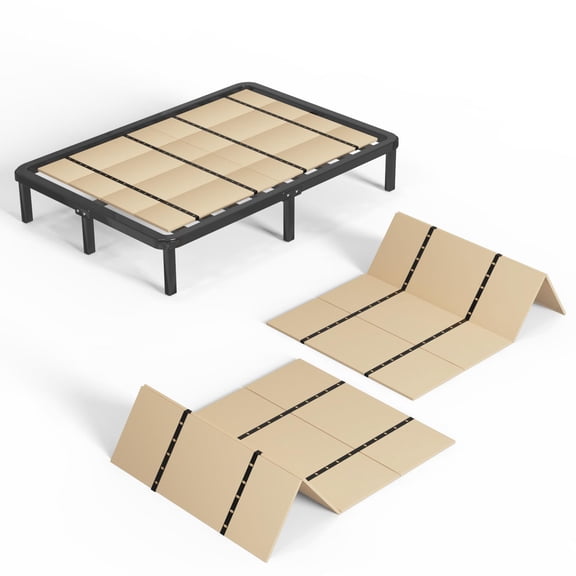 Foldable Box Spring, Bunkie Board, Bed Support Slats, Bed Boards for Under, Queen 64"X58"