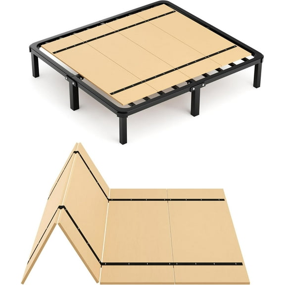 Foldable Box Spring, Bunkie Board, Bed Support Slats, Bed Boards for Under, Queen (64X58)