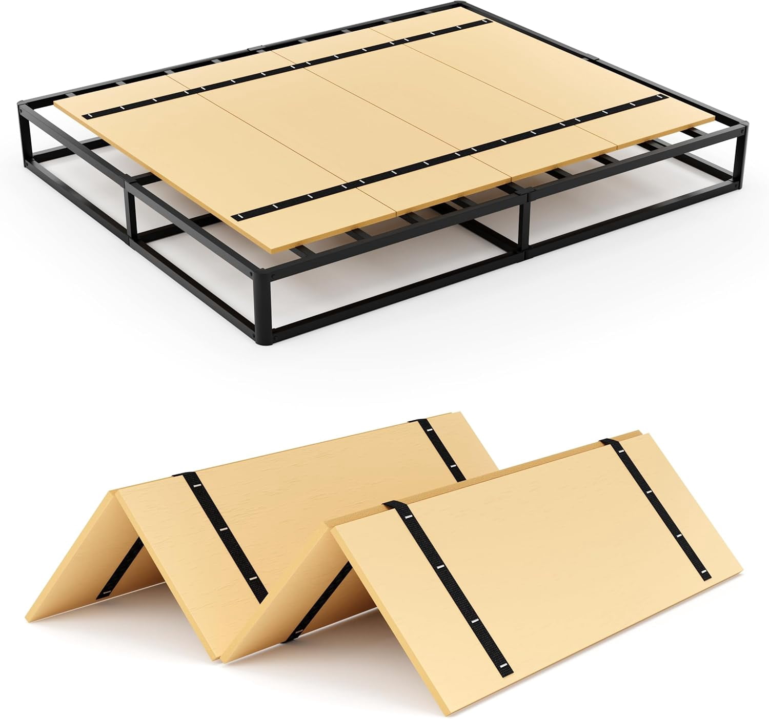 Foldable Box Spring, Mattress Support Wooden Bunkie Board, Double Deck ...