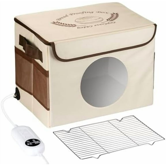 Foldable Bread Proofing Box with Temperature Timer Controller (86-113),Space-Saving Dough Proofer with Metal Rack,Sourdough Starter Warmer,Proofing Box for Bread Baking,Pizza,Yogurt,Seed Starting
