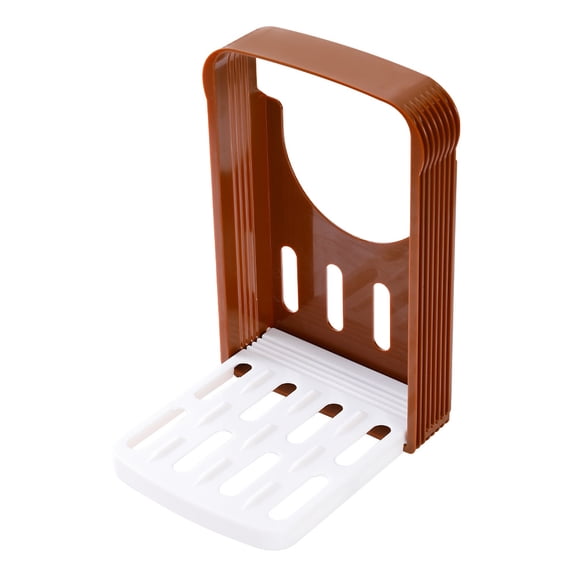 Foldable Bread Slicer for Homemade Loaf, Adjustable Toast Cutter Guide, Plastic Sandwich Slicing Tool, Brown