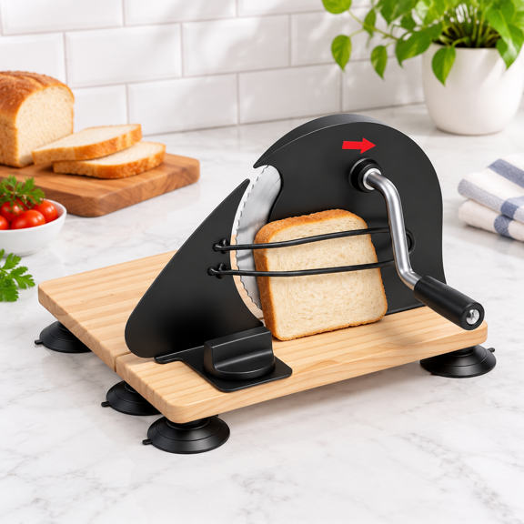 Foldable Bread Slicer with Adjustable Thickness Guides for Sourdough, Artisan Loaves & Bagels
