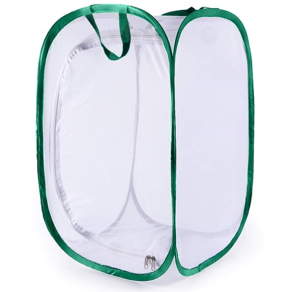 Foldable Butterfly Habitat, 24" Butterfly Cage for Caterpillars, Create Farm, Enclosure for Breeding Soldier Fly, Ladybug, Dragonfly, or Housefly for Chicken and Reptile Feed, Green