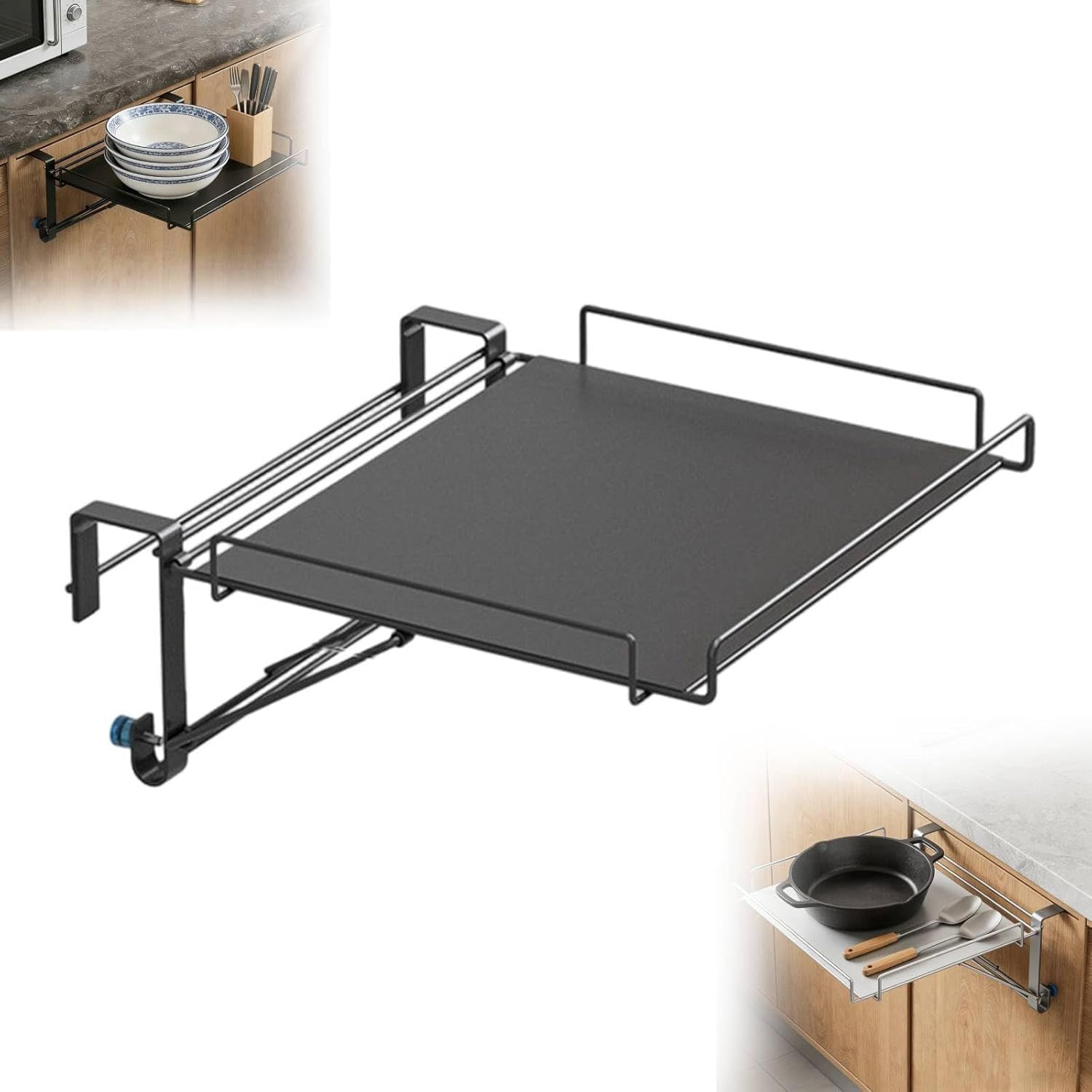 Foldable Cabinet Door Organizer Shelf & Countertop Extender，Metal ...