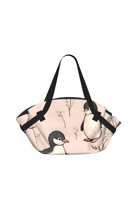 Foldable Camping Bag To Picnic Mat Thick Portable Shoulder Bag With 2 Snap Buttons For Beach Camping Park Adorable Little Penguin