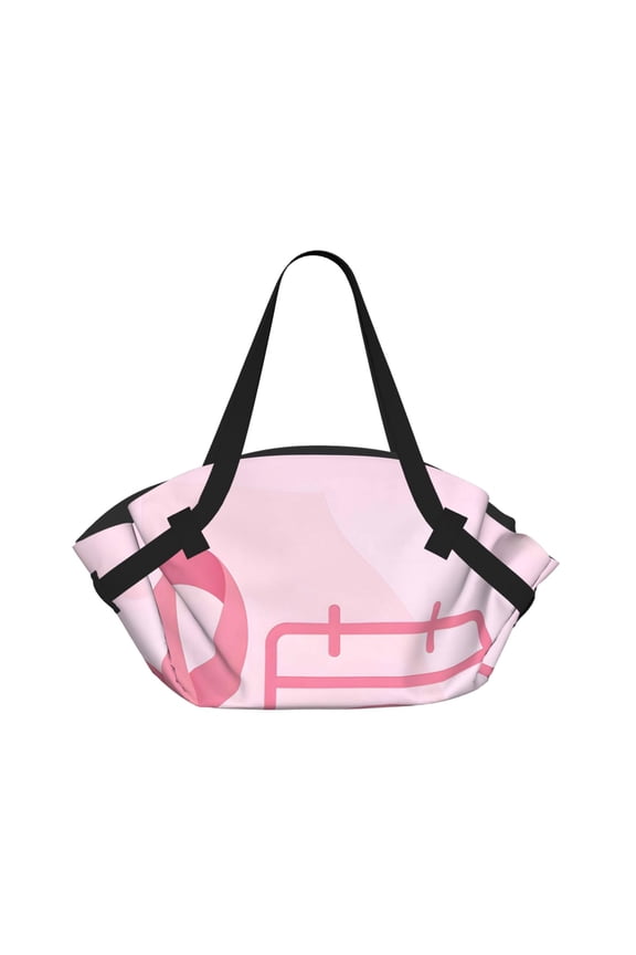 Foldable Camping Bag To Picnic Mat Thick Portable Shoulder Bag With 2 Snap Buttons For Beach Camping Park Breast Cancer Awareness - Early Check