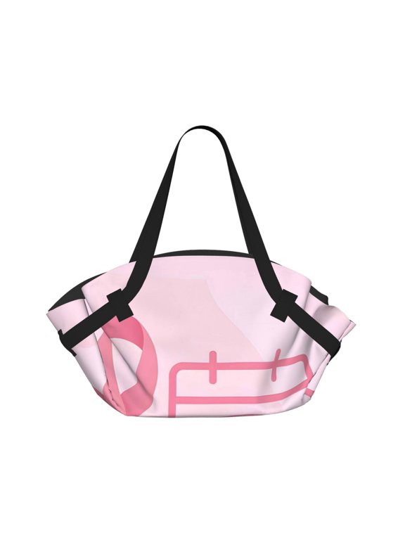Foldable Camping Bag To Picnic Mat Thick Portable Shoulder Bag With 2 Snap Buttons For Beach Camping Park Breast Cancer Awareness - Early Check
