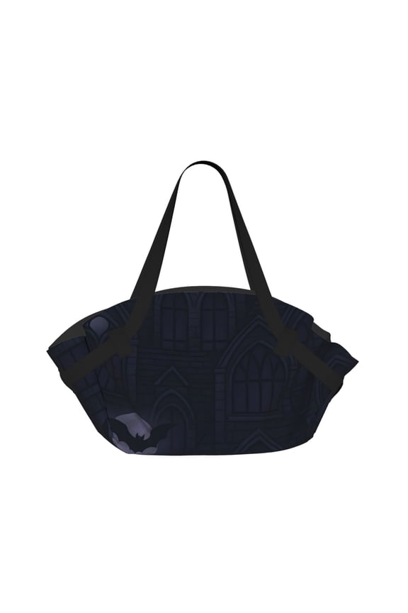 Foldable Camping Bag To Picnic Mat Thick Portable Shoulder Bag With 2 Snap Buttons For Beach Camping Park Haunted Mansion Halloween Pattern