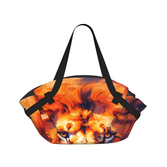 Foldable Camping Bag To Picnic Mat Thick Portable Shoulder Bag With 2 Snap Buttons For Beach Camping Park Lion Fire