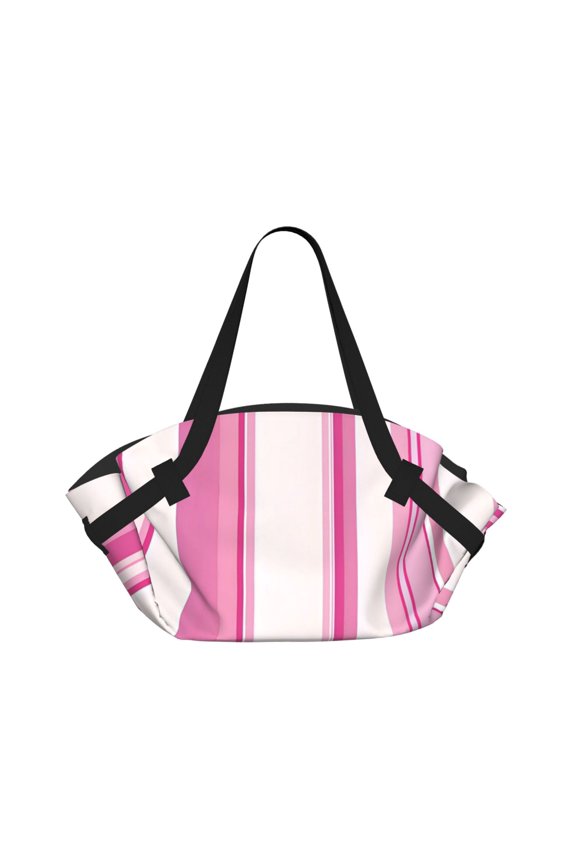 Foldable Camping Bag To Picnic Mat Thick Portable Shoulder Bag With 2 Snap Buttons For Beach Camping Park Pink Stripe_1