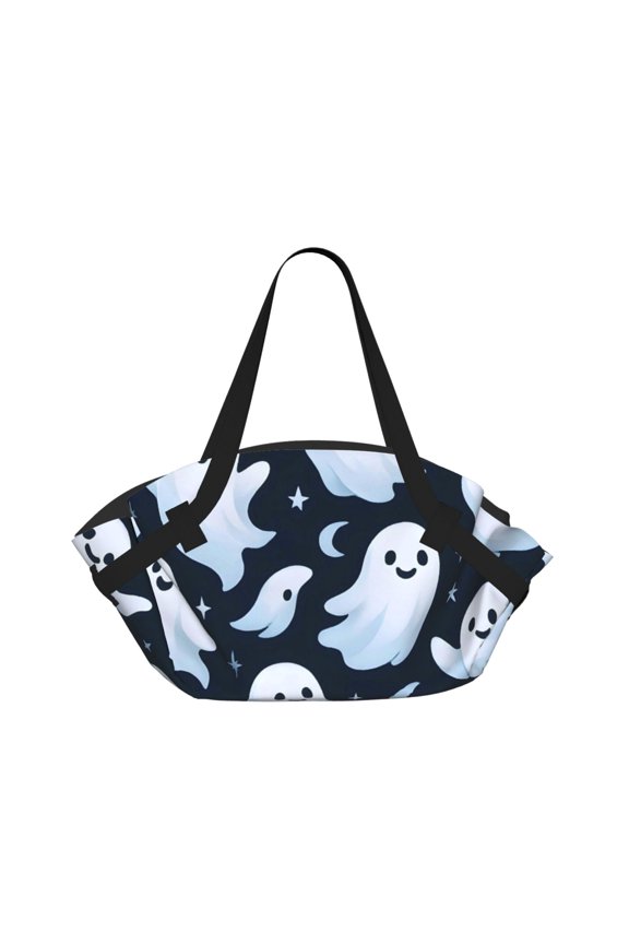 Foldable Camping Bag To Picnic Mat Thick Portable Shoulder Bag With 2 Snap Buttons For Beach Camping Park Spooky Ghost Halloween Pattern