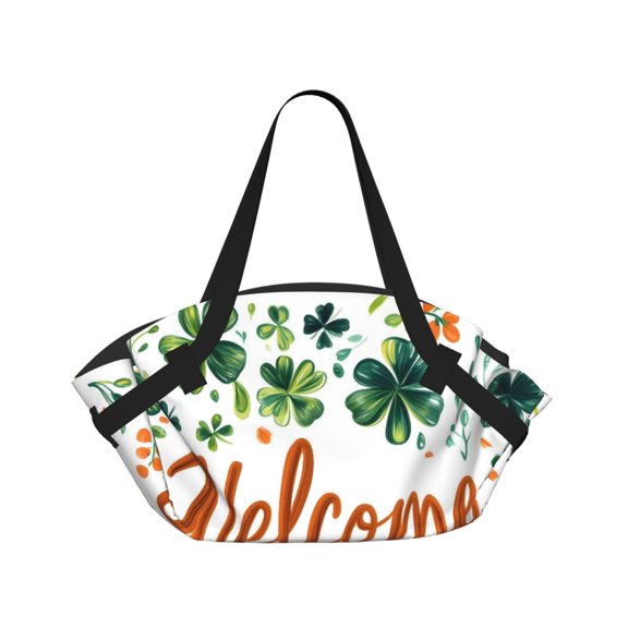 Foldable Camping Bag To Picnic Mat Thick Portable Shoulder Bag With 2 Snap Buttons For Beach Camping Park St.Patricks Welcome