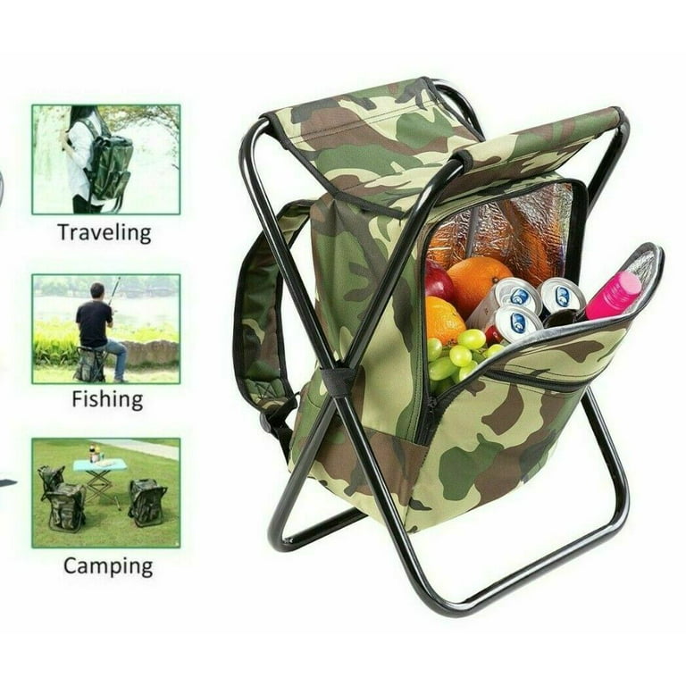Foldable Camping Chair Portable Lightweight Backpack Outdoor Small Camping  Folding Chair Insulated Cooler Bags Suitable for