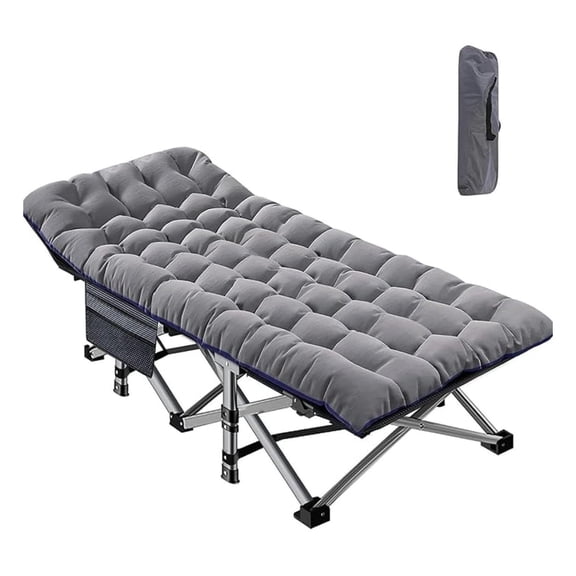 Foldable Camping Cots for Adults, Double Layer 1200D 500lb Loading Cot for Sleeping, Heavy Duty Guest Bed with Mattress Carrying Bag (1, Plus Size- Grey)