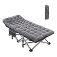 thumbnail image 1 of Foldable Camping Cots for Adults, Double Layer 1200D 500lb Loading Cot for Sleeping, Heavy Duty Guest Bed with Mattress Carrying Bag (1, Plus Size- Grey), 1 of 6