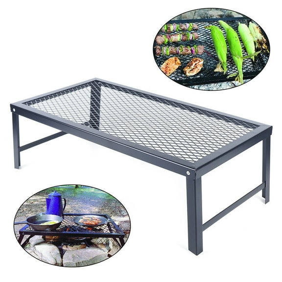 Foldable Camping Grill Fire Pit Grate Campfire Cooking Portable Stand Equipment