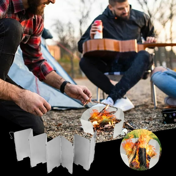 Foldable Camping Stove Windscreen for Outdoor Camping,Folding Outdoor Stove Windscreen, 9 Plates Aluminum Camping Stove Windshield,Folding Wind Shield
