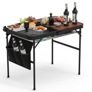 Foldable Camping Table 35" Aluminum BBQ Picnic Stand, Adjustable Height, 66 lbs