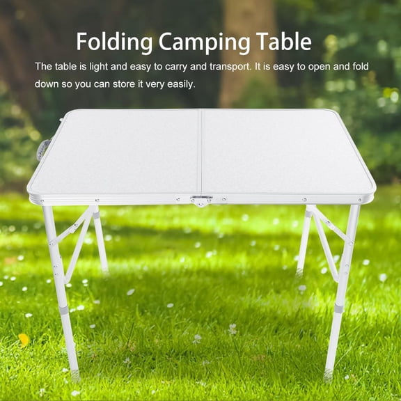 Foldable Camping Table Adjustable Height Portable Aluminum Picnic Desk, 35.43x23.62 in / 90x60 cm