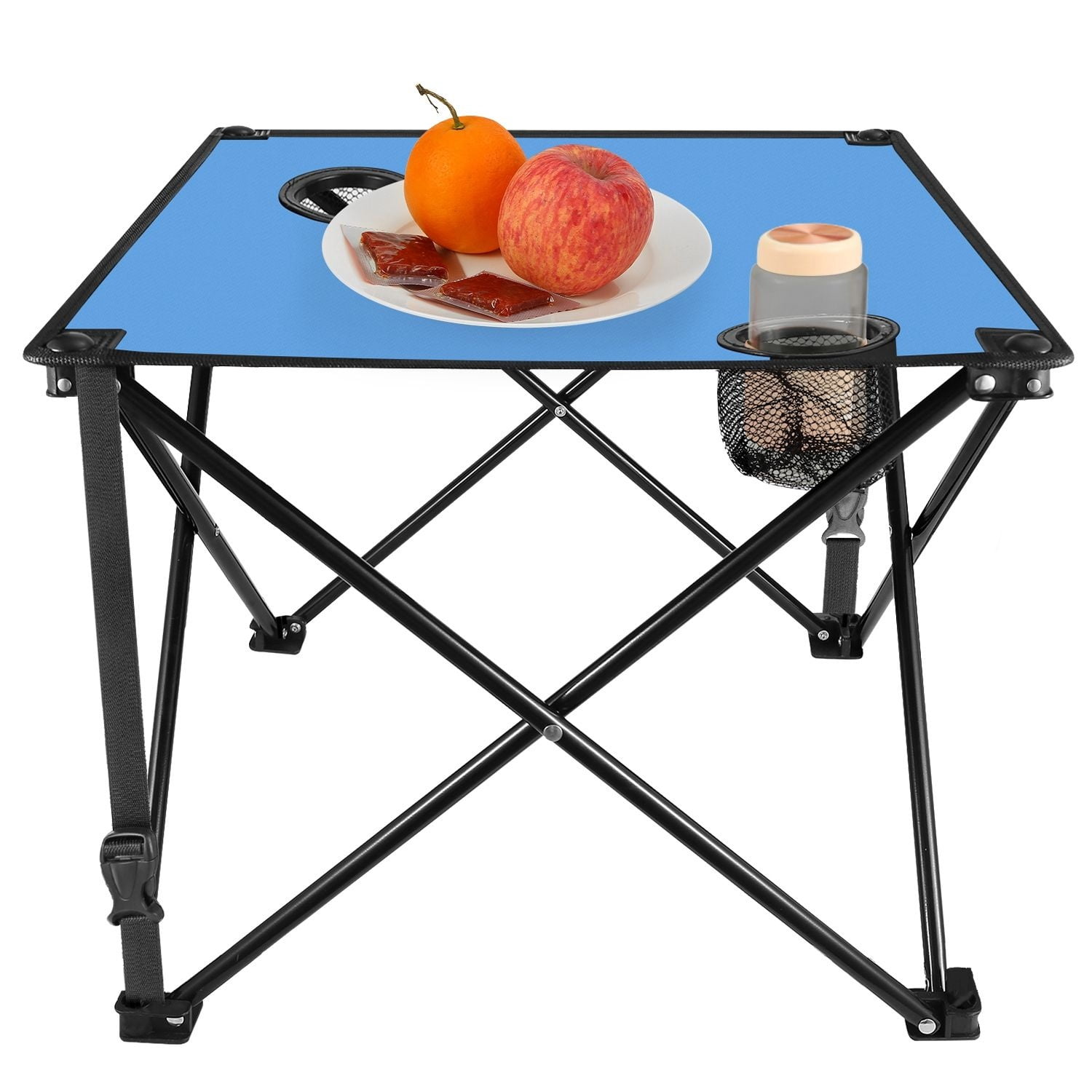 Foldable Camping Table Portable Picnic Table Lightweight Travel Desk with 2 Cup Holders Carrying Bag