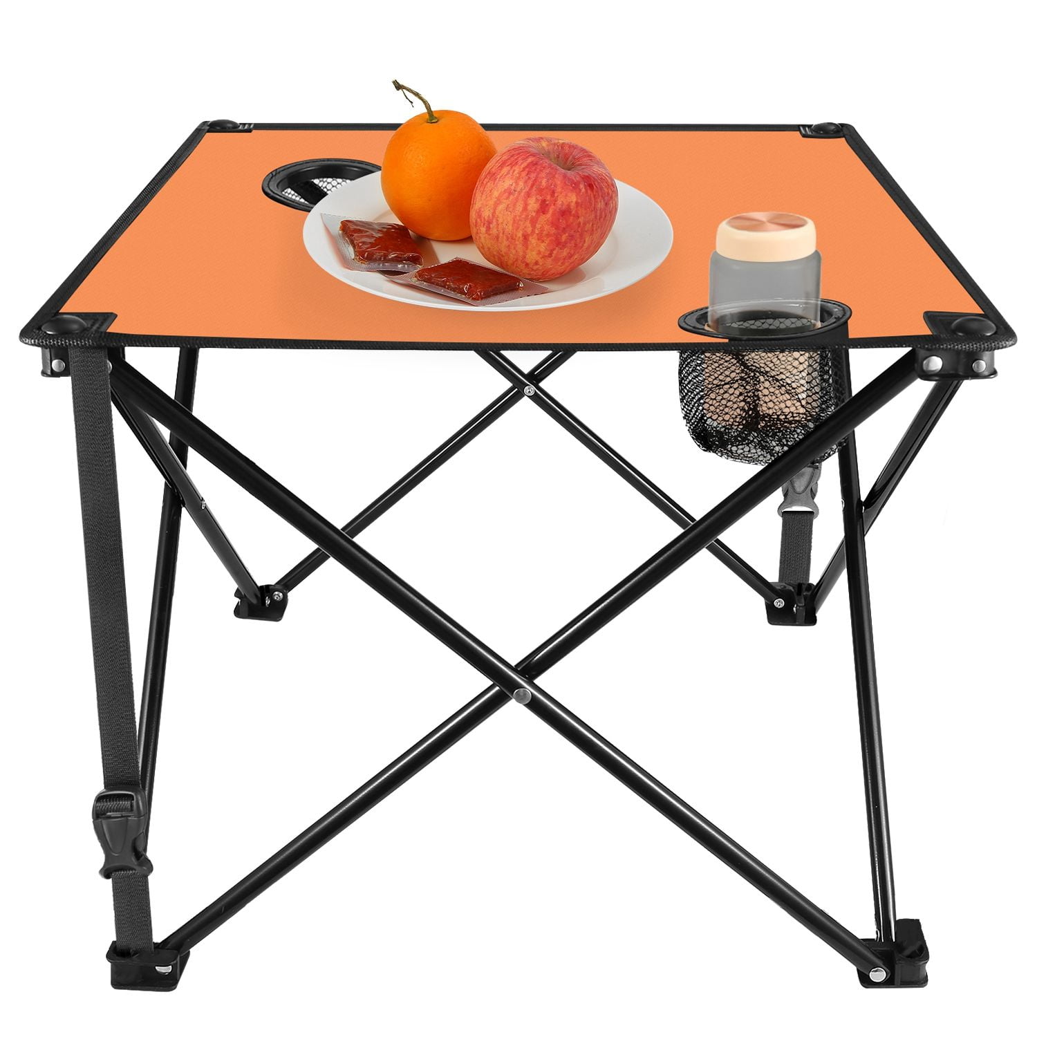 Foldable Camping Table Portable Picnic Table Lightweight Travel Desk with 2 Cup Holders Carrying Bag
