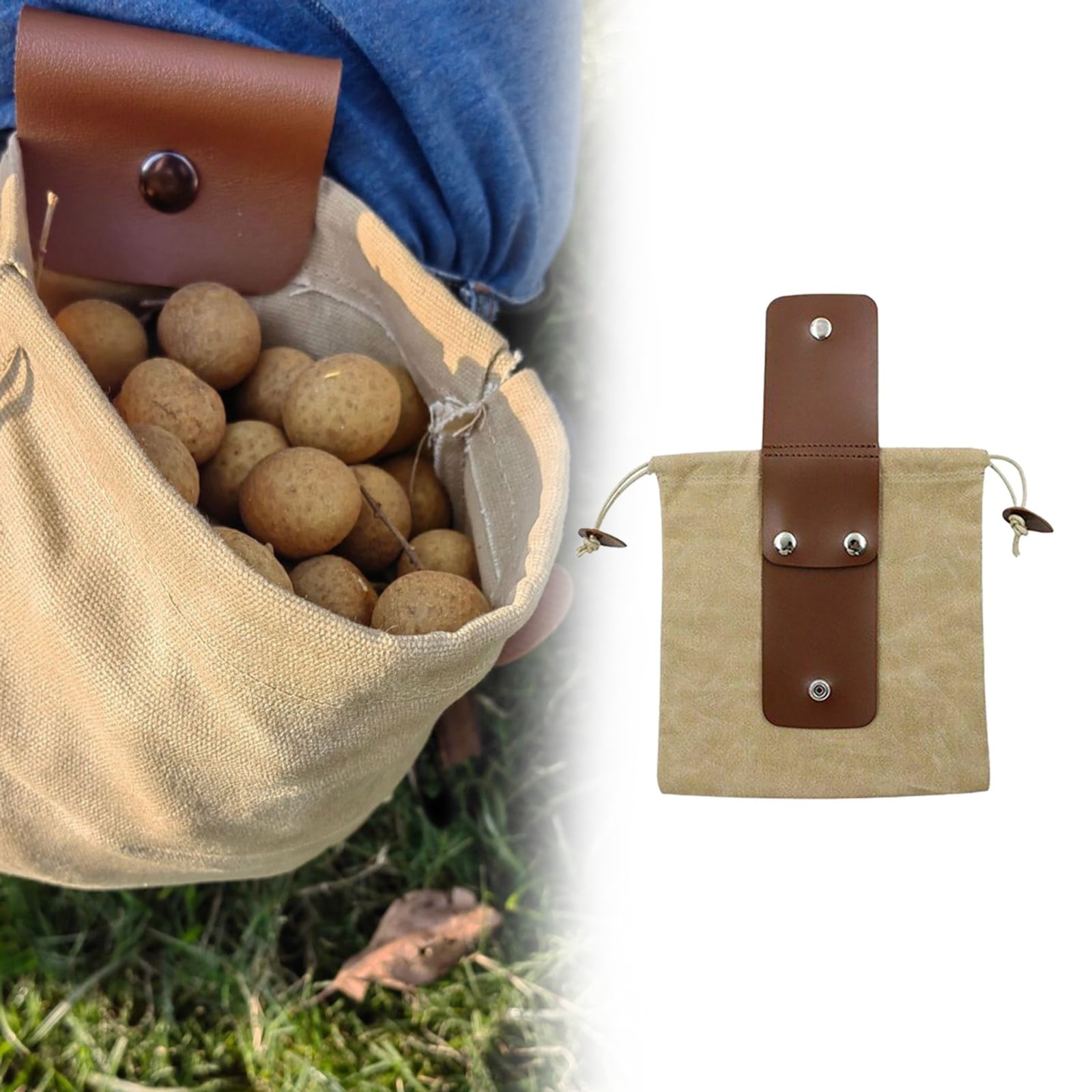 Canvas Bushcraft Bag – Leather Buckle Tool Pouch, Foldable, For Camping, Hiking, Foraging