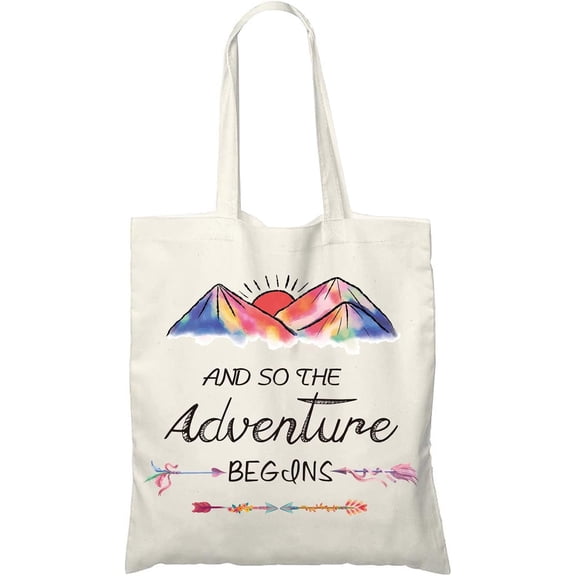 Foldable Canvas Cloth Pouches with Handle Shoulder Bags for Shopping Mountain Pattern 38x33cm Material Cloth
