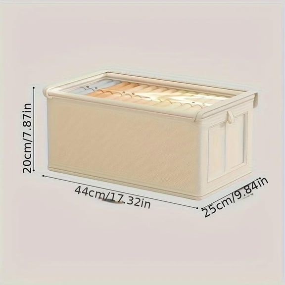 Foldable Canvas Storage Box with Clear Window Large Closet Organizer for Clothing Bedding Space Saving Storage