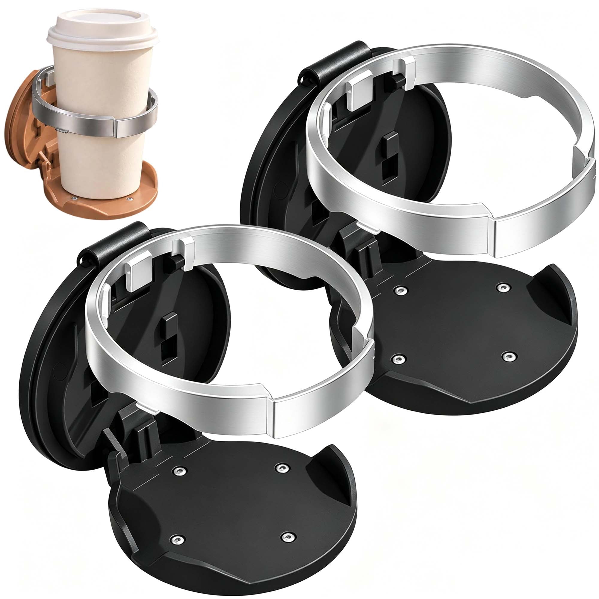 Foldable Car Cup Holder with Hook Door Storage, Portable ...