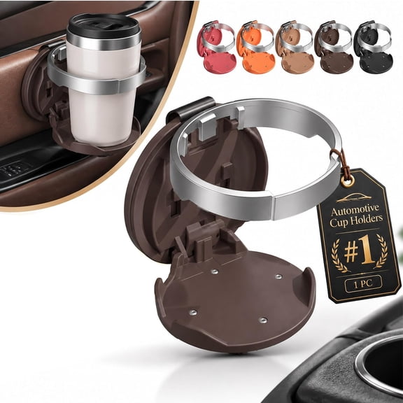 Foldable Car Door Cup Holder, 2-in-1 Foldable Clip-On Drink Holder, Universal Essentials Vehicle Extra Bottle Mount Accessory Space Saving, for Large Bottles Coffee Cups Tumblers Organizer