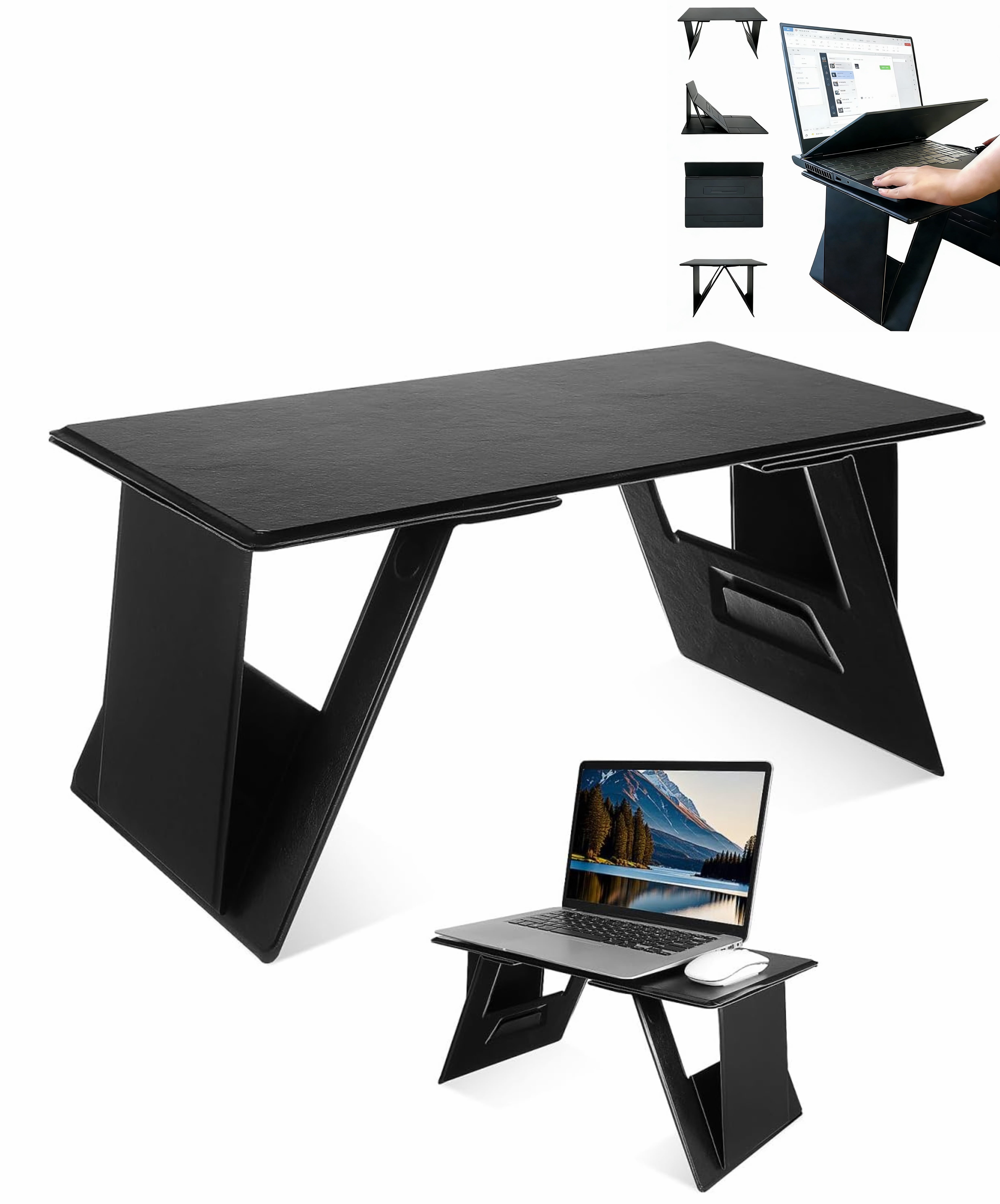Foldable Car Steering Wheel Tray & Backseat Table - Portable Laptop Desk for Vehicle - Multifunctional Tablet & Notebook Stand for Road Trips - Stable & Invisible Bracket Design for Bed & Car Use