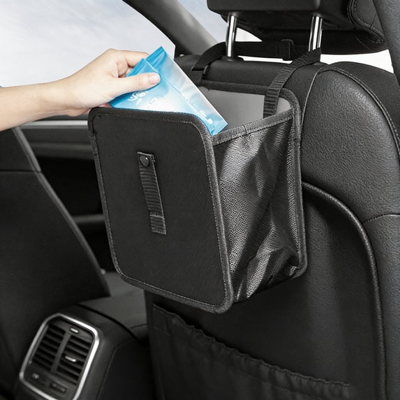 Foldable Car Trash Can Hanging Seat Back Organizer Waterproof Storage Bag for SUV Sedan Travel Car Accessories Multi-Functional Hanging Organizer for Family Road Trips and Daily Commutes