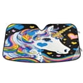 thumbnail image 1 of Foldable Car Windshield Sunshade UV Sun Visor Protector Blocks UV Rays Keeps Vehicle Cool 53x23.5 Inch 80s-inspired Unicorn, 1 of 8