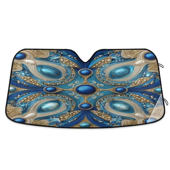 Foldable Car Windshield Sunshade UV Sun Visor Protector Blocks UV Rays Keeps Vehicle Cool 53x23.5 Inch Blue Agate