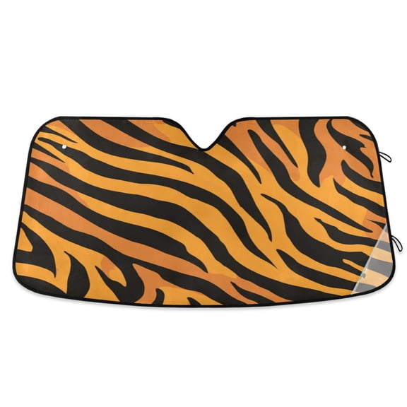 Foldable Car Windshield Sunshade UV Sun Visor Protector Blocks UV Rays Keeps Vehicle Cool 53x23.5 Inch Classic Tiger Stripes
