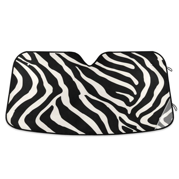 Foldable Car Windshield Sunshade UV Sun Visor Protector Blocks UV Rays Keeps Vehicle Cool 53x23.5 Inch Classic Zebra Stripes Texture
