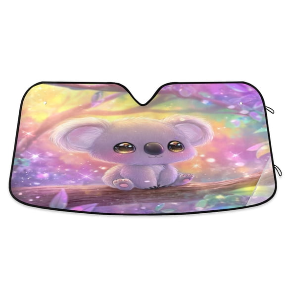 Foldable Car Windshield Sunshade UV Sun Visor Protector Blocks UV Rays Keeps Vehicle Cool 53x23.5 Inch Colorful Magical Koala Art