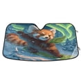 thumbnail image 1 of Foldable Car Windshield Sunshade UV Sun Visor Protector Blocks UV Rays Keeps Vehicle Cool 53x23.5 Inch Cute Little Raccoon Skiing, 1 of 8