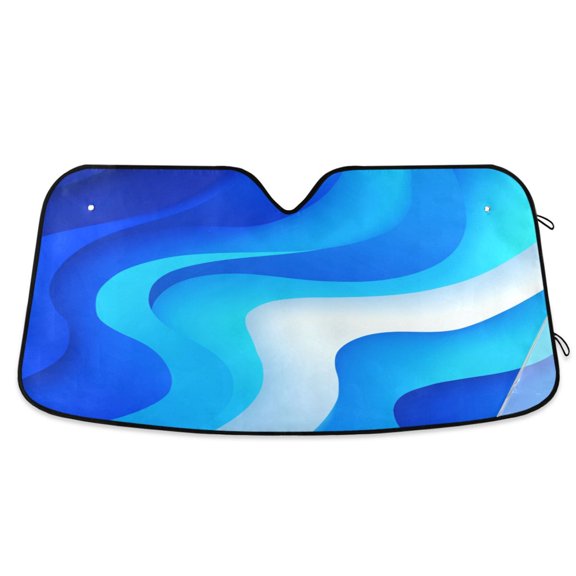 Foldable Car Windshield Sunshade UV Sun Visor Protector Blocks UV Rays Keeps Vehicle Cool 53x23.5 Inch Light Blue Flowing River