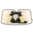 thumbnail image 1 of Foldable Car Windshield Sunshade UV Sun Visor Protector Blocks UV Rays Keeps Vehicle Cool 53x23.5 Inch Long-haired Green-eyed Cat, 1 of 8