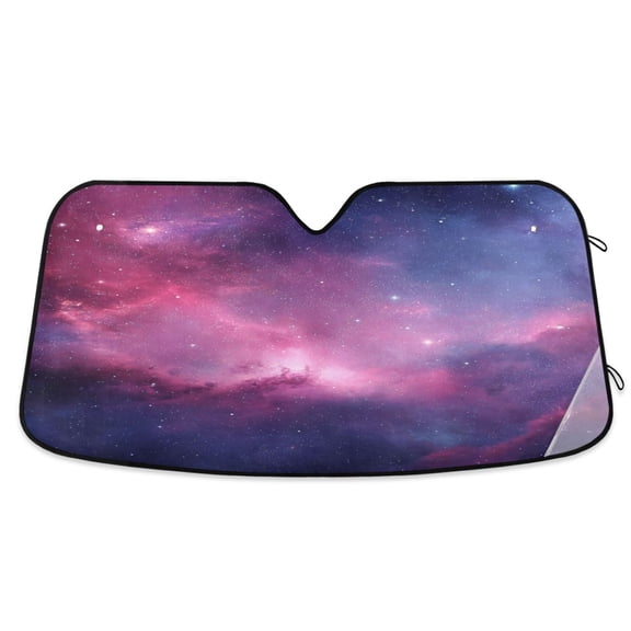 Foldable Car Windshield Sunshade UV Sun Visor Protector Blocks UV Rays Keeps Vehicle Cool 53x23.5 Inch Magical Pastel Space Nebula Print