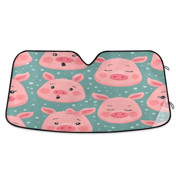 Foldable Car Windshield Sunshade UV Sun Visor Protector Blocks UV Rays Keeps Vehicle Cool 53x23.5 Inch Piggy Moods Pattern