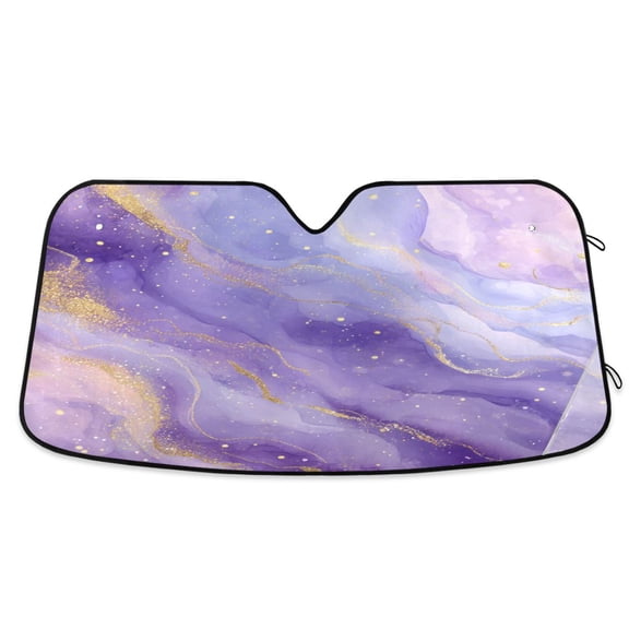 Foldable Car Windshield Sunshade UV Sun Visor Protector Blocks UV Rays Keeps Vehicle Cool 53x23.5 Inch Soft Purple Marble Vortex