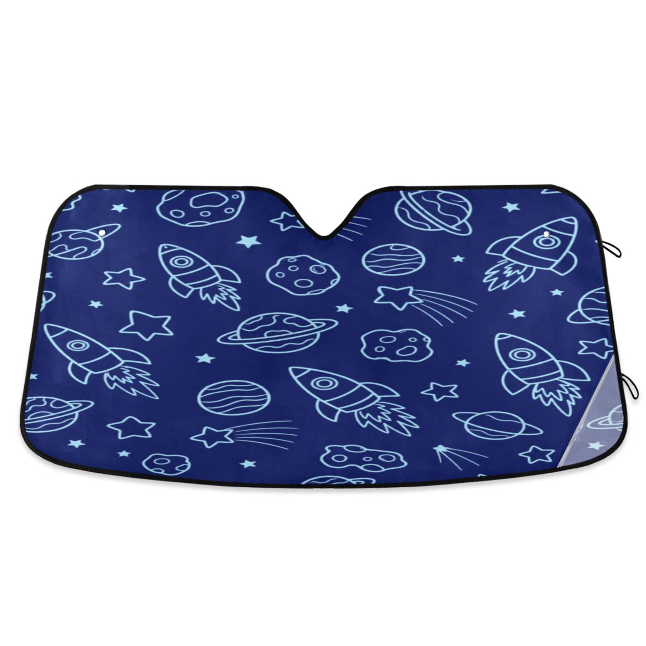 Rocket Patterns Foldable Car Windshield Sunshade UV Sun Visor Protector Blocks UV Rays ...