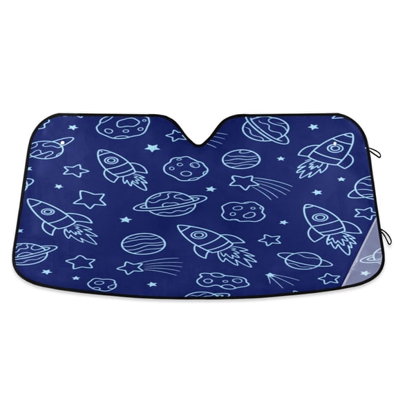 Spade X Rockets Foldable Car Windshield Sunshade UV Sun Visor Protector Blocks UV Rays ...