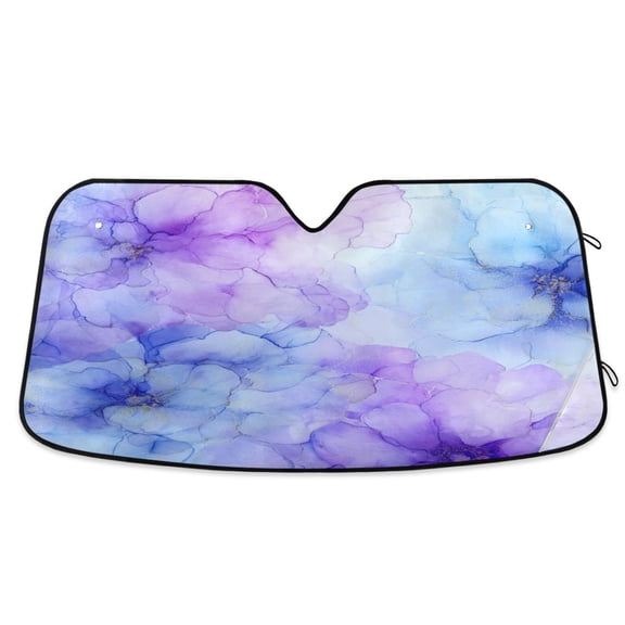 Foldable Car Windshield Sunshade UV Sun Visor Protector Blocks UV Rays Keeps Vehicle Cool 53x23.5 Inch Translucent Floral Ink Design